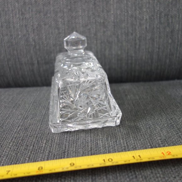 Vintage Fancy Glass Butter Dish and Lid Set - Picture 7 of 11